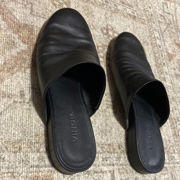 vince shearling mules